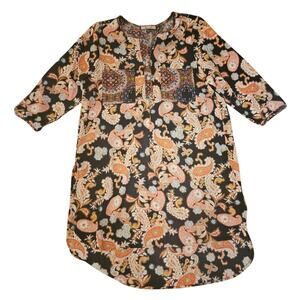 Olive Hill Hi-Lo Paisley Floral Tunic Top Womens Size Large (729)